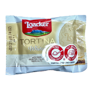 טורטינה שוקולד לבן ממולא בקרם אגוזי לוז