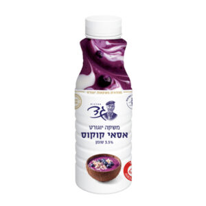 יוגורט לשתייה 3.5% בתוספת אסאי וקוקוס מחלבות גד 480 מ"ל